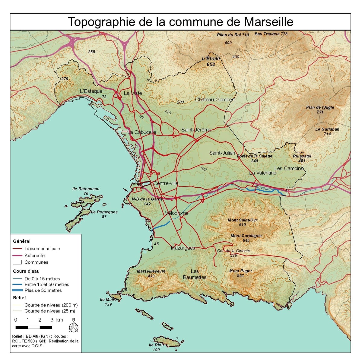 топографическая карта Марсилия